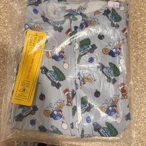New In Packaging Miller and Company Bamboo Christmas Police Themed Zipper Footie